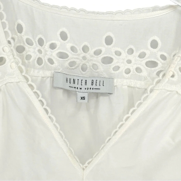 Hunter Bell Carlton Eyelet Flutter Sleeve Top in White Size XS - Picture 9 of 10